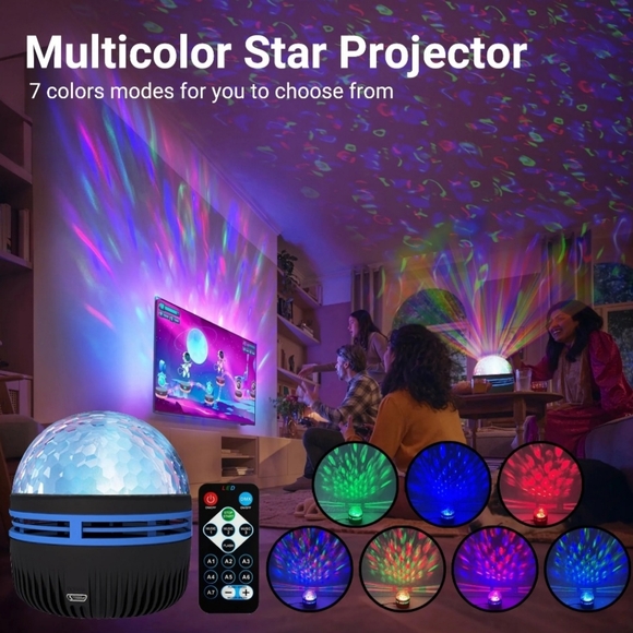 LED Starry Projection Light - 7 Color Patterns with Remote Control & USB - Picture 2 of 8